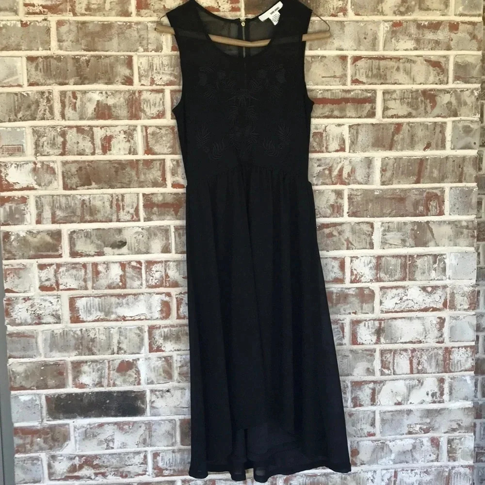 Sans Souci Chico Black Embroidered Hi/Low Dress